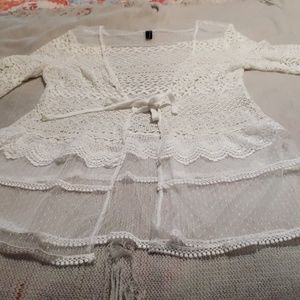 White lace sheer jacket